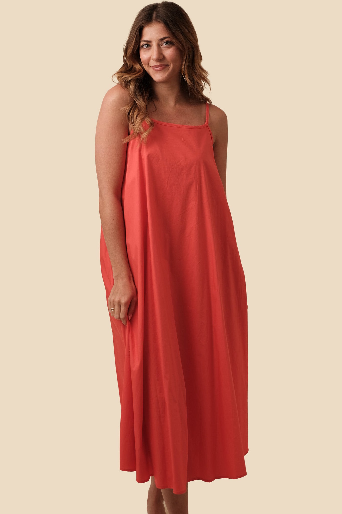 Molly Bracken Kailani Cotton Sleeveless Midi Dress (Red)