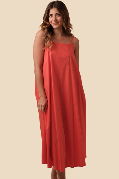 Molly Bracken Kailani Cotton Sleeveless Midi Dress (Red)