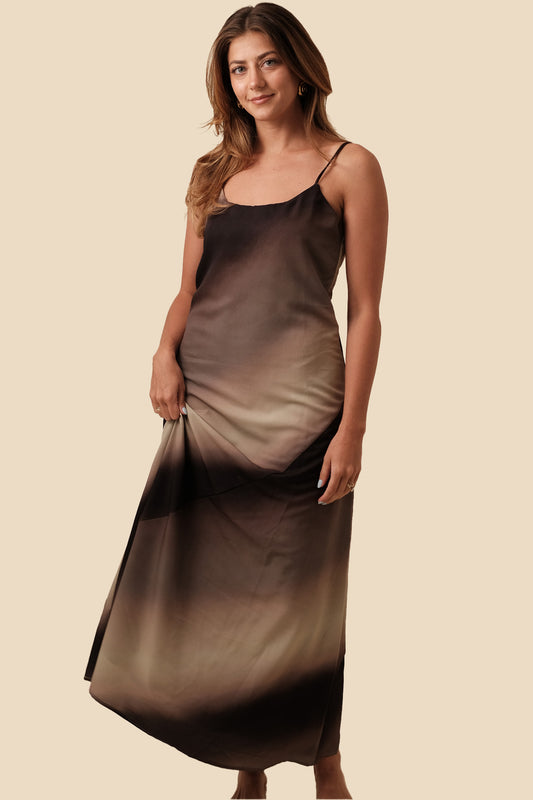 Miou Muse Mariah Gradient Satin Sleeveless Midi Dress
