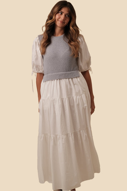 Sofie the Label Valencia Mixed Knit Tiered Maxi Dress
