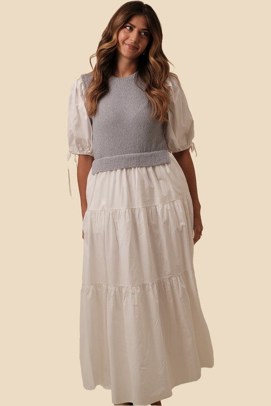 Sofie the Label Valencia Mixed Knit Tiered Maxi Dress