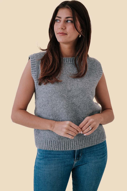 PINCH Paloma Knit Sweater Vest Top (Grey) S