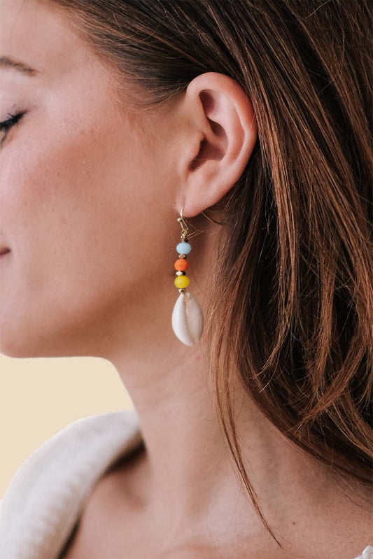Cowry Shell Drop Beaded Earrings
