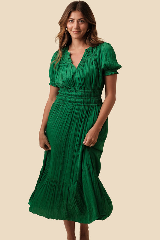 Current Air Brooklyn Pleated Midi Dress (Green)