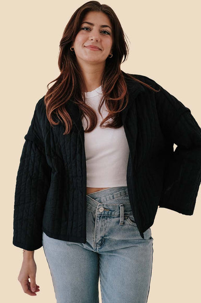 Ryder Black Quilted Open Cropped Jacket
