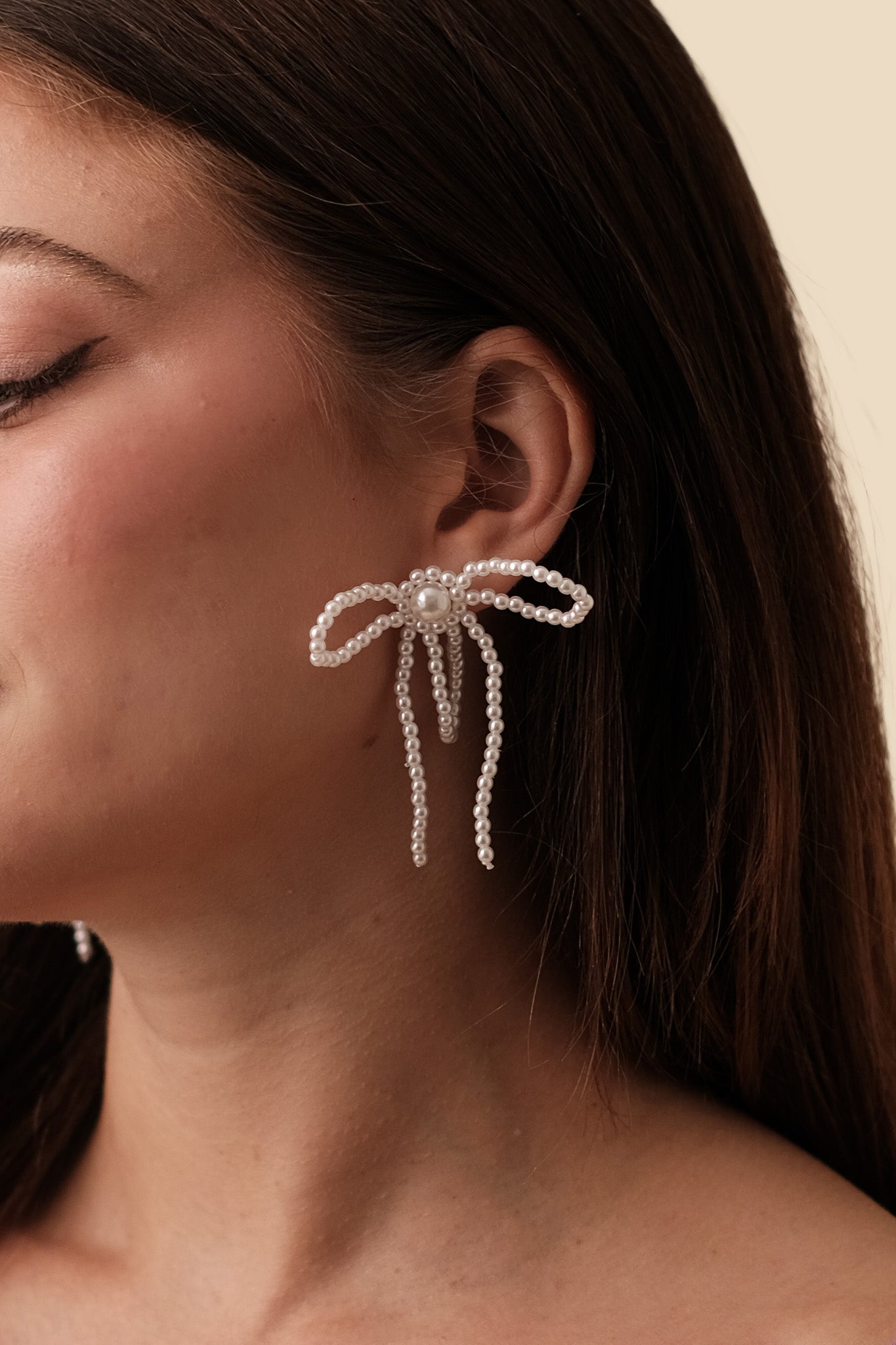 Pearl Fringe Bow Earrings