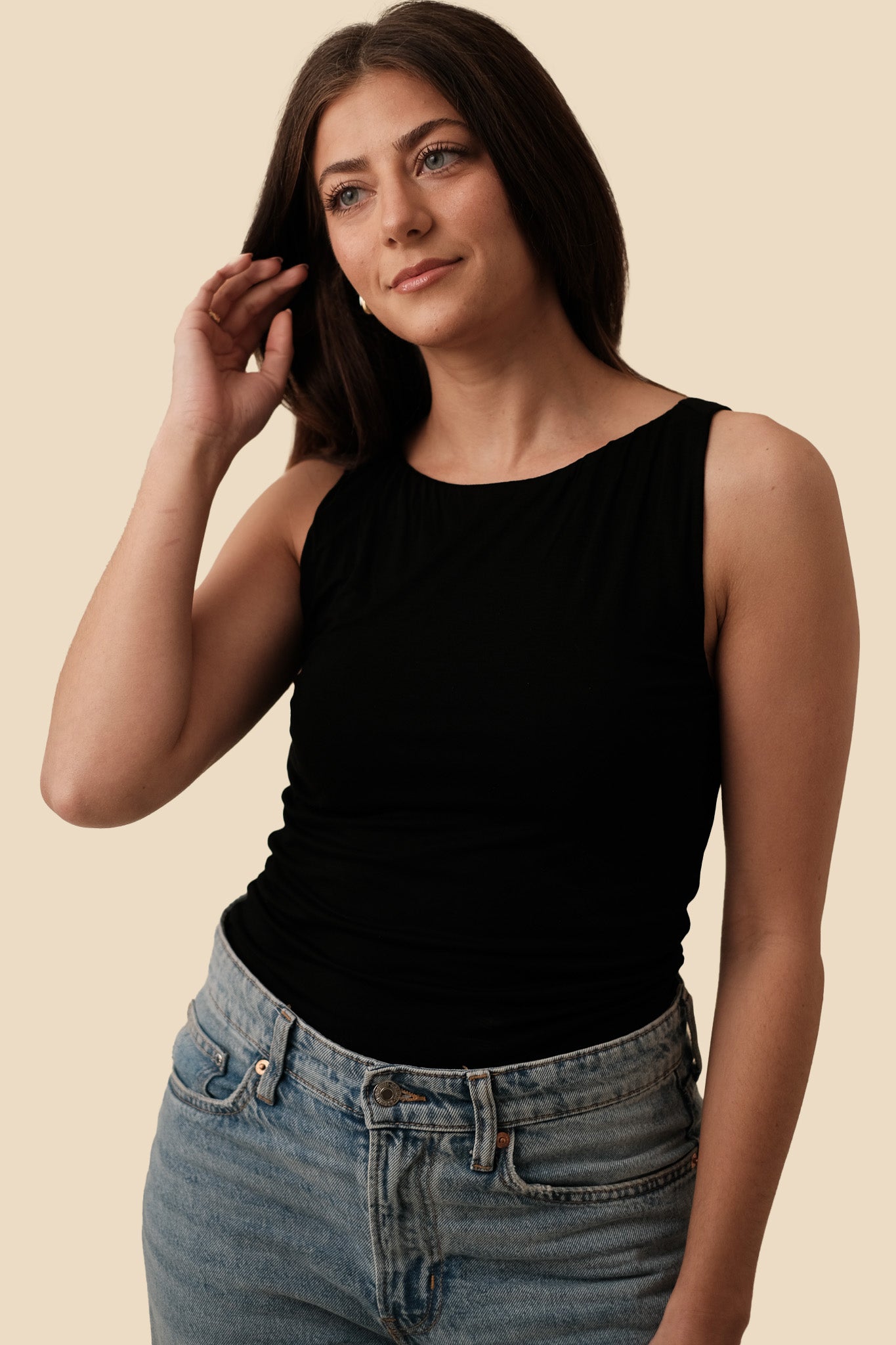 Isla Soft Relaxed Tank Top (Black)