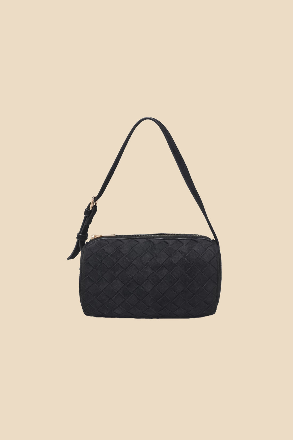 Rose Black Woven Suede Mini Bag