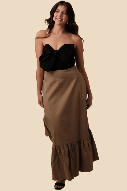 Miou Muse Amelia Strapless Bow Accent Maxi Dress (L)