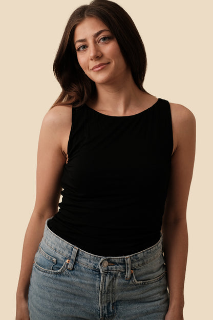Isla Soft Relaxed Tank Top (Black)
