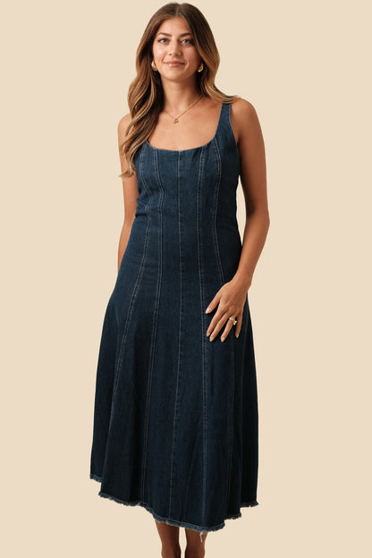 Sofie the Label Yvonne Denim Sleeveless Midi Dress (L)