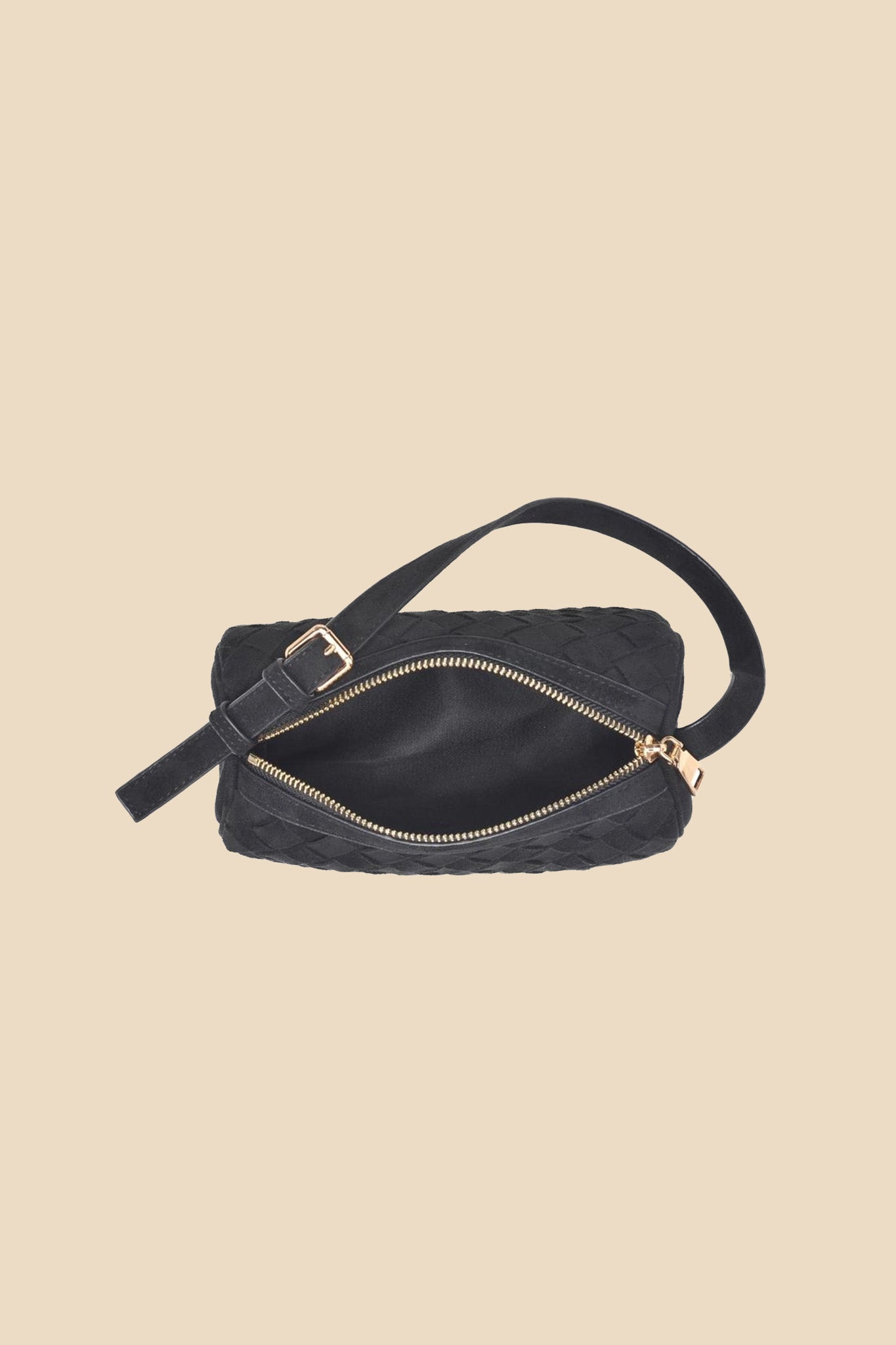 Rose Black Woven Suede Mini Bag