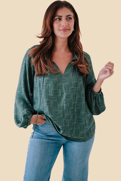 Current Air Giana Etch Printed Long Sleeve Top (Green)