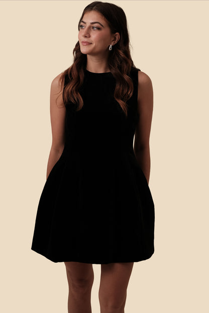 Miou Muse Aria Black Velvet Mini Dress (L)