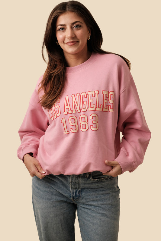 Miou Muse Kennedy Oversized Graphic Sweatshirt (Pink)