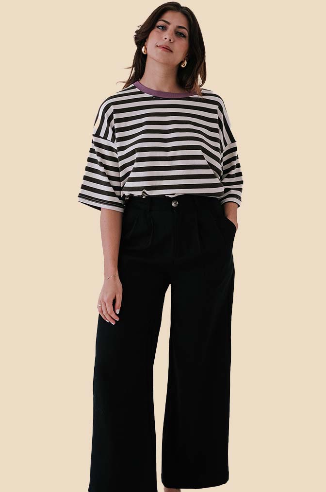 Miou Muse Tiana Black High Waisted Pleated Trousers