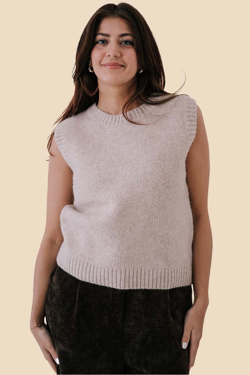 PINCH Paloma Knit Sweater Vest Top (Cream)