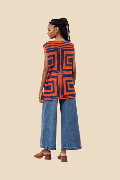 FRNCH Cybille Rouge Knitted Vest Top (M)