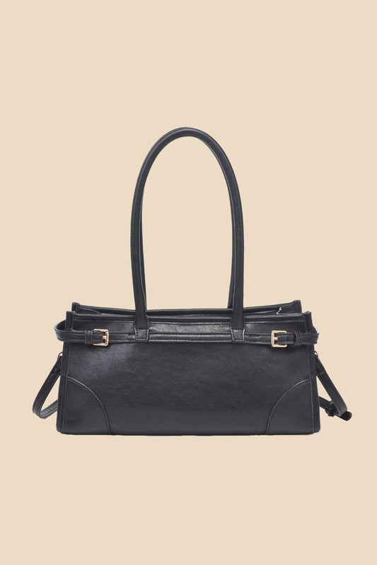 Jade Black Buckle Shoulder Bag
