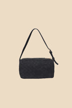 Rose Black Woven Suede Mini Bag