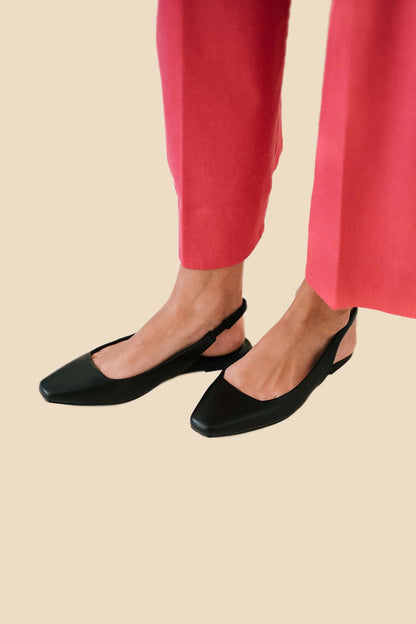 Chinese Laundry Rhyme Time Smooth Sling Back Flats (Black)