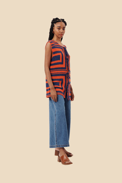 FRNCH Cybille Rouge Knitted Vest Top (M)