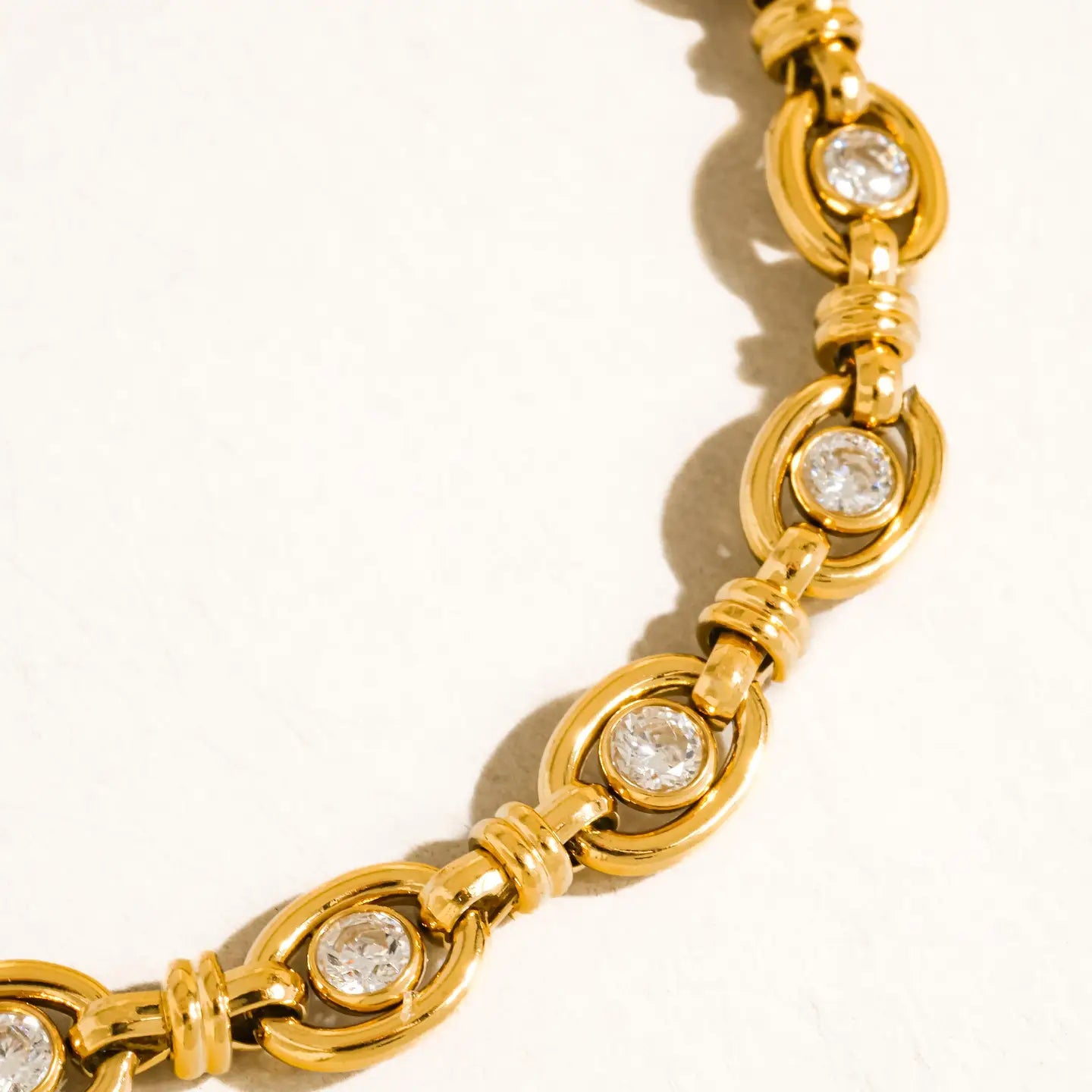 Xenon 18K Gold Non-Tarnish Cz Circle Link Bracelet