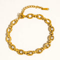 Xenon 18K Gold Non-Tarnish Cz Circle Link Bracelet