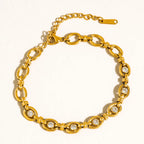 Xenon 18K Gold Non-Tarnish Cz Circle Link Bracelet