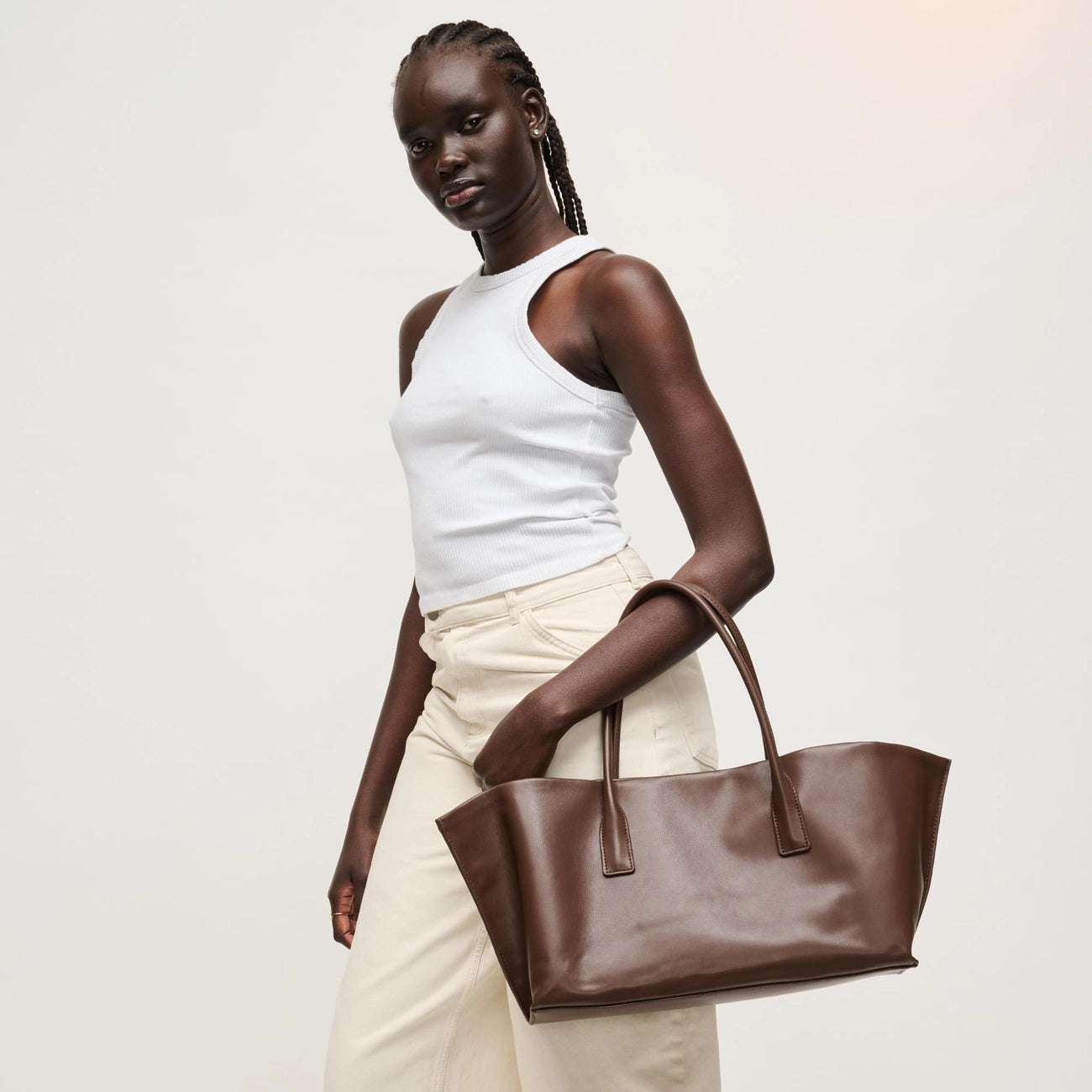 Levi Chocolate Vegan Leather Shoulder Bag