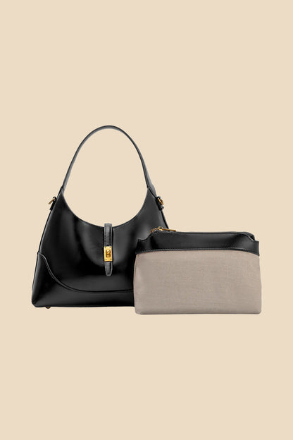 Melie Bianco Caroline Recycled Vegan Leather Shoulder Bag (Black)