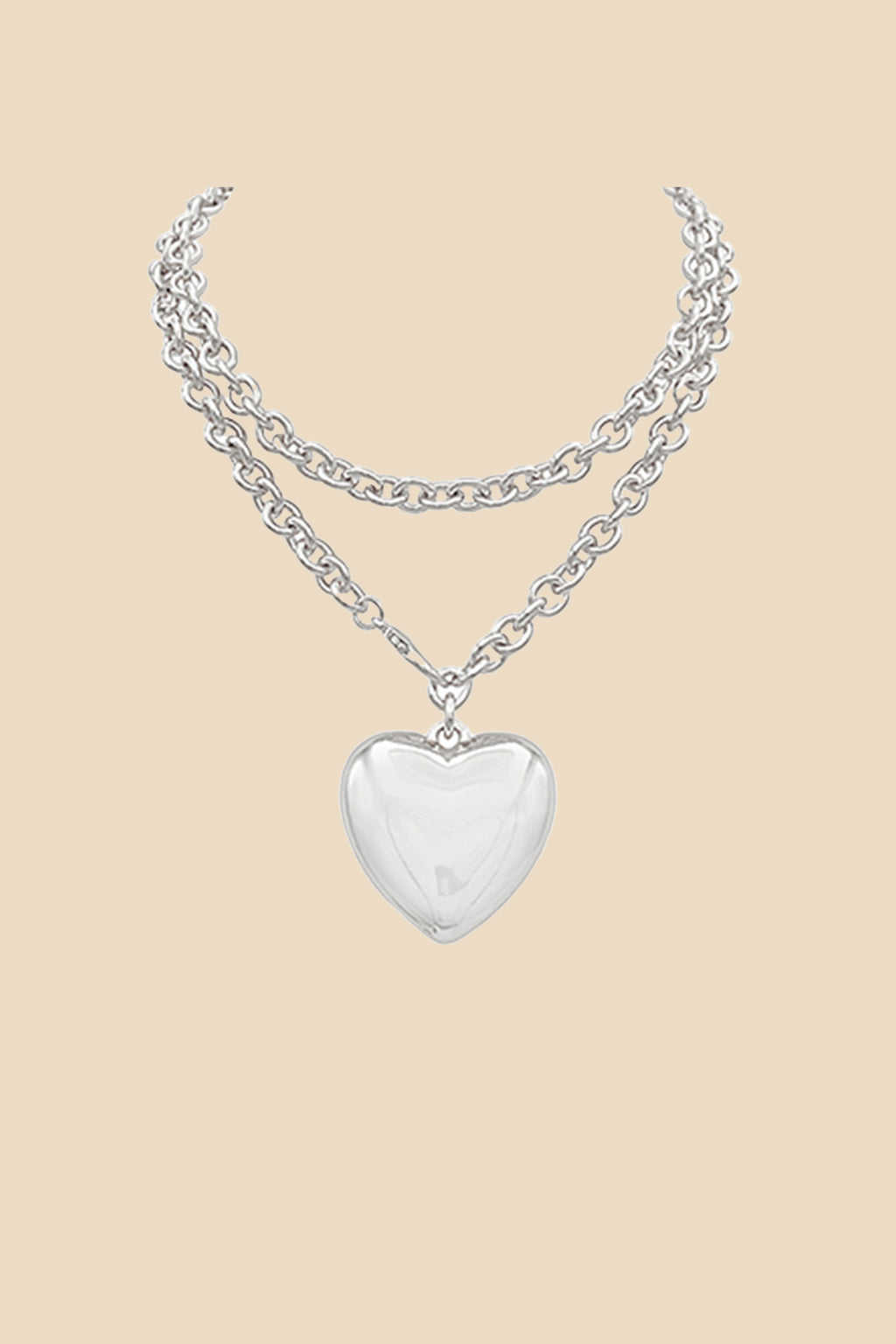 Layered Chain Heart Pendant Necklace