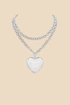 Layered Chain Heart Pendant Necklace