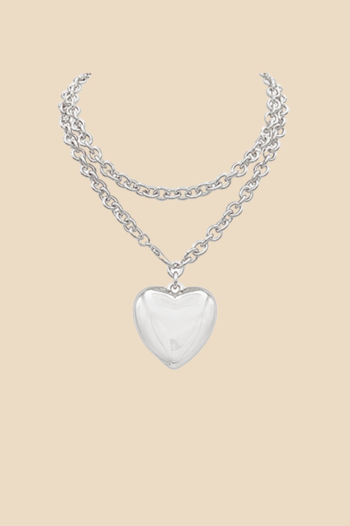 Layered Chain Heart Pendant Necklace