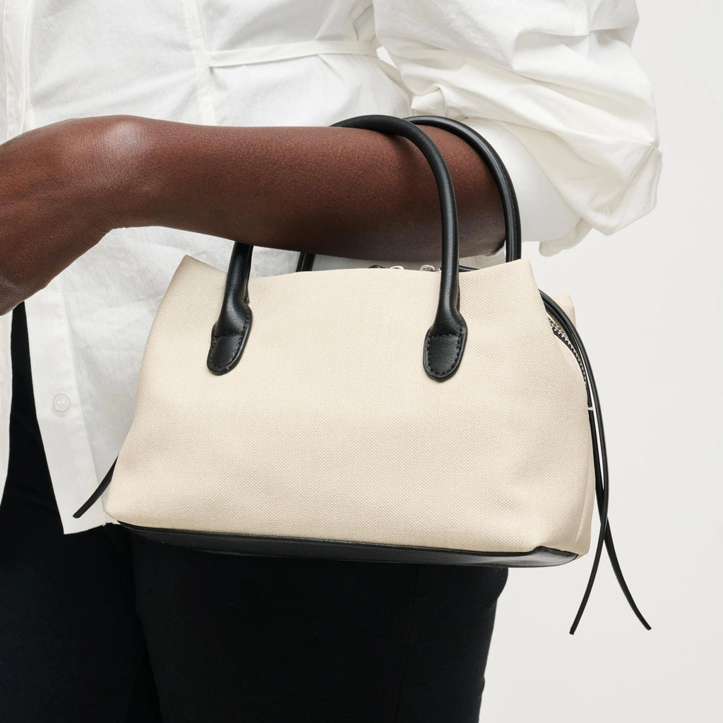 Logan Ivory Woven Top Handle Crossbody Bag