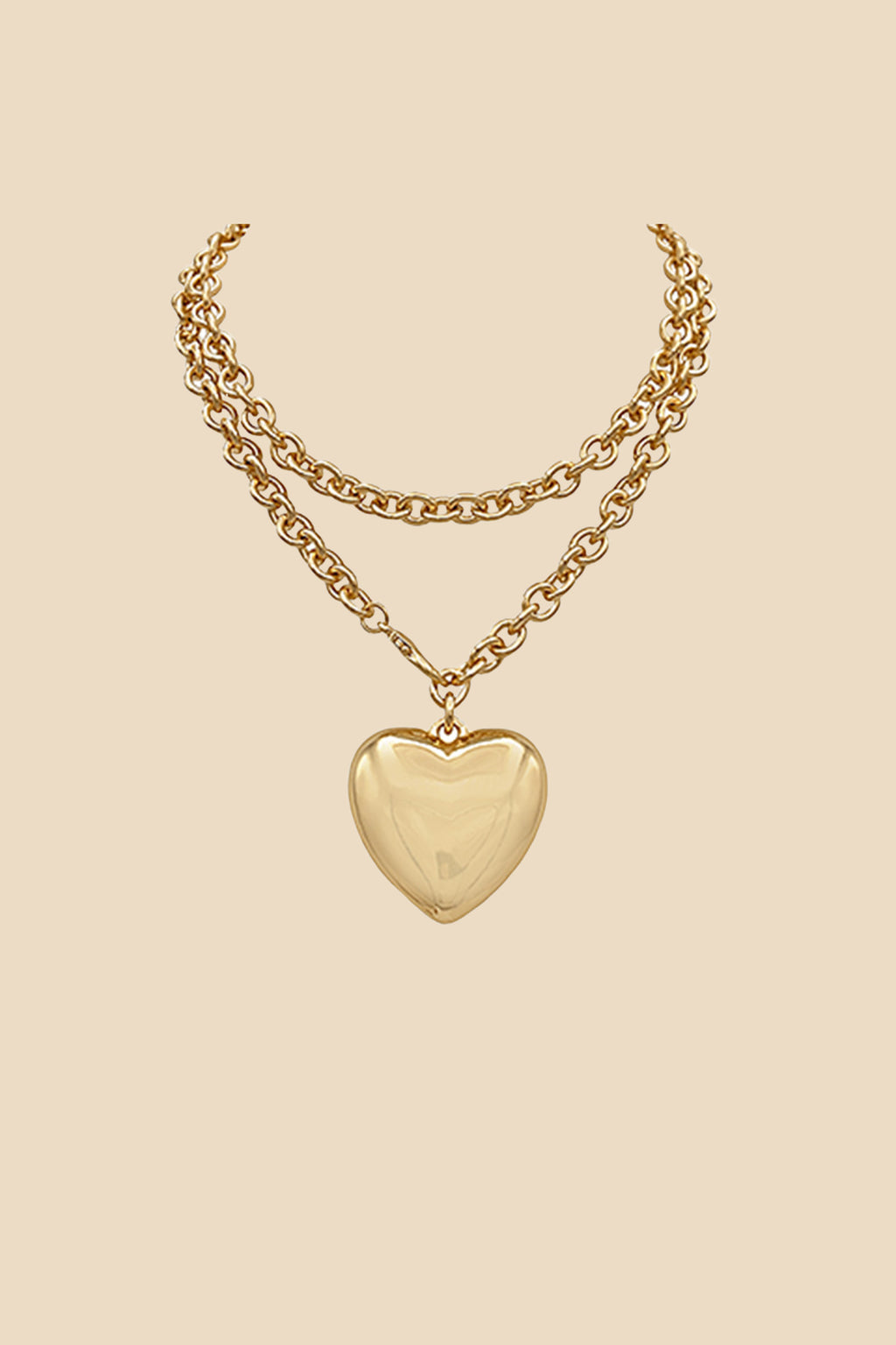 Layered Chain Heart Pendant Necklace