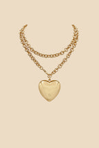 Layered Chain Heart Pendant Necklace