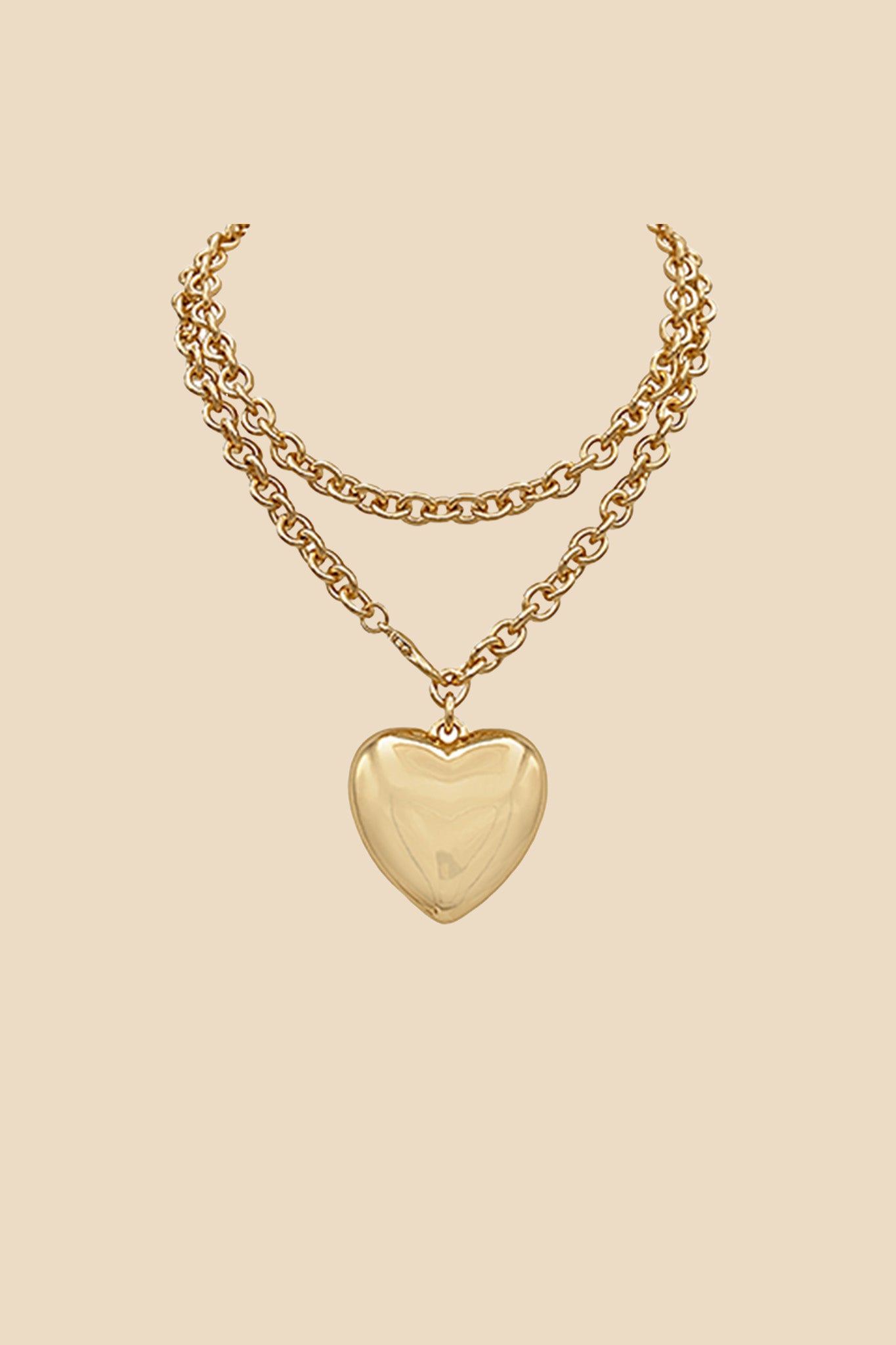 Layered Chain Heart Pendant Necklace