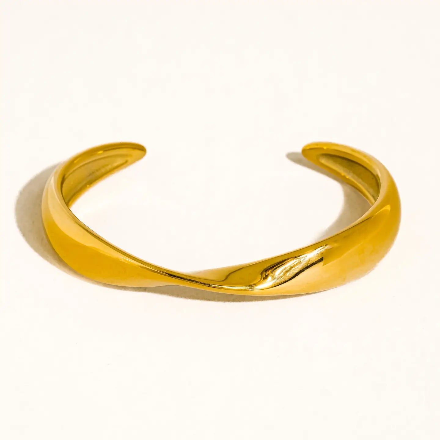 Fioren 18K Gold Non-Tarnish Sleek Twist Cuff Bracelet