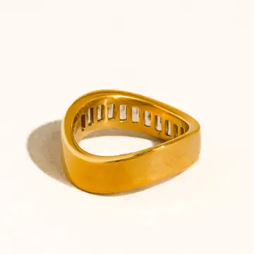 Calyxe 18K Gold Non-Tarnish Cz Baguette Band Ring