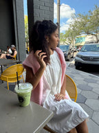 Miou Muse Rachel White Pintuck Tank Mini Dress