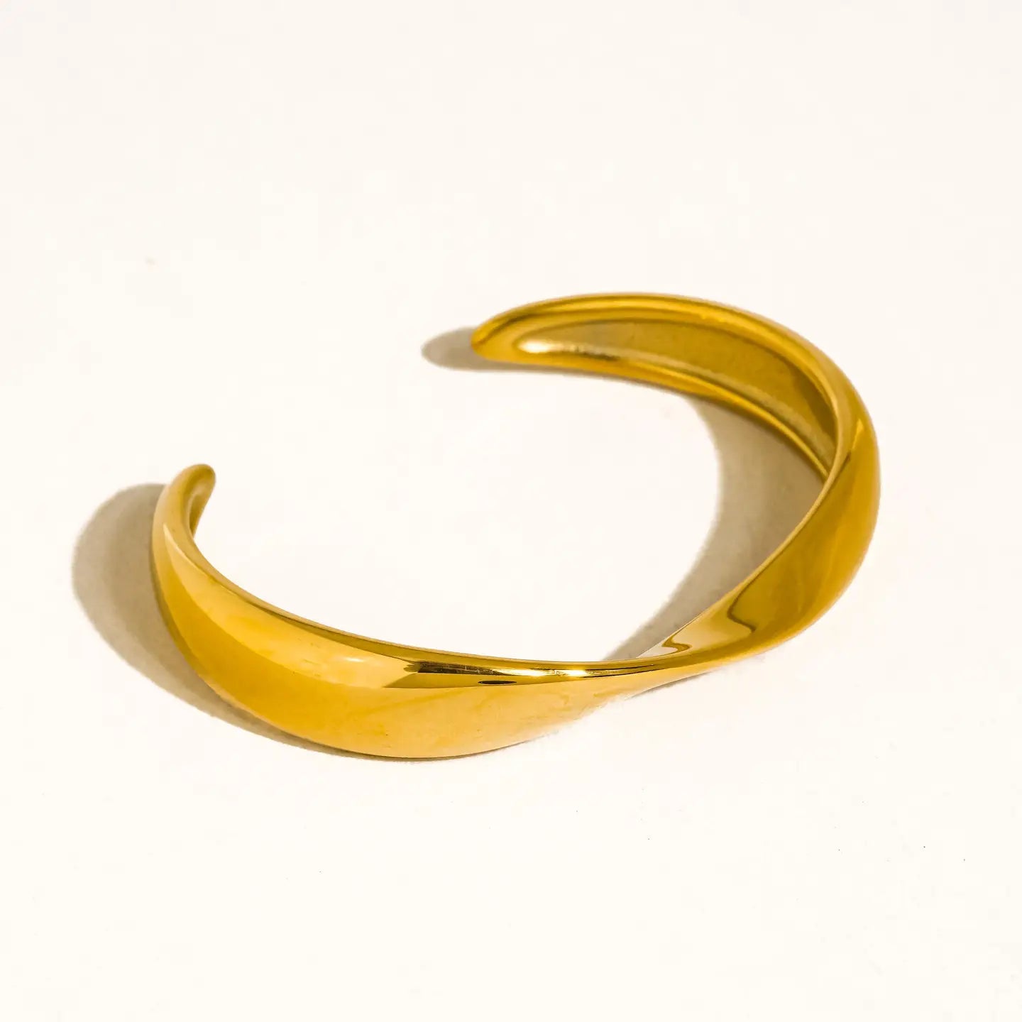 Fioren 18K Gold Non-Tarnish Sleek Twist Cuff Bracelet
