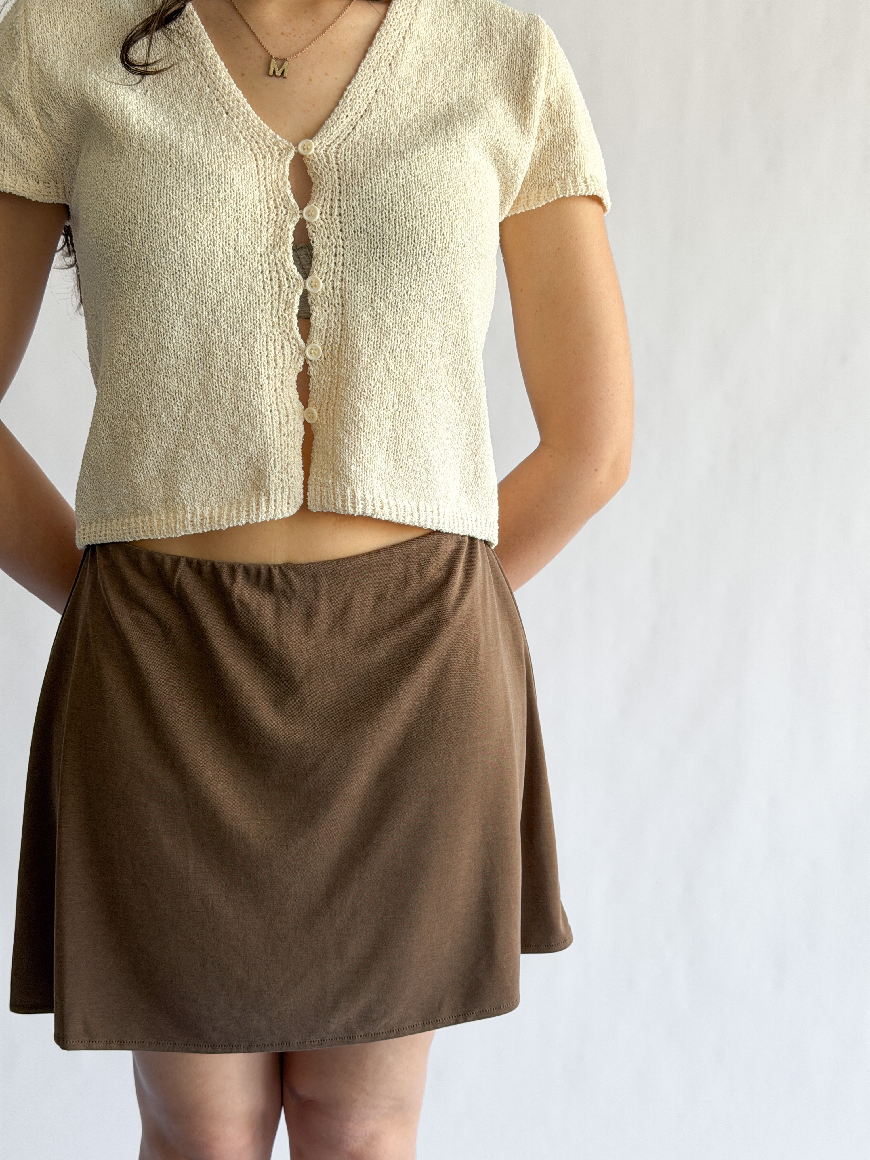 Things Between Nolan Stretch Mini Skirt (Brown)