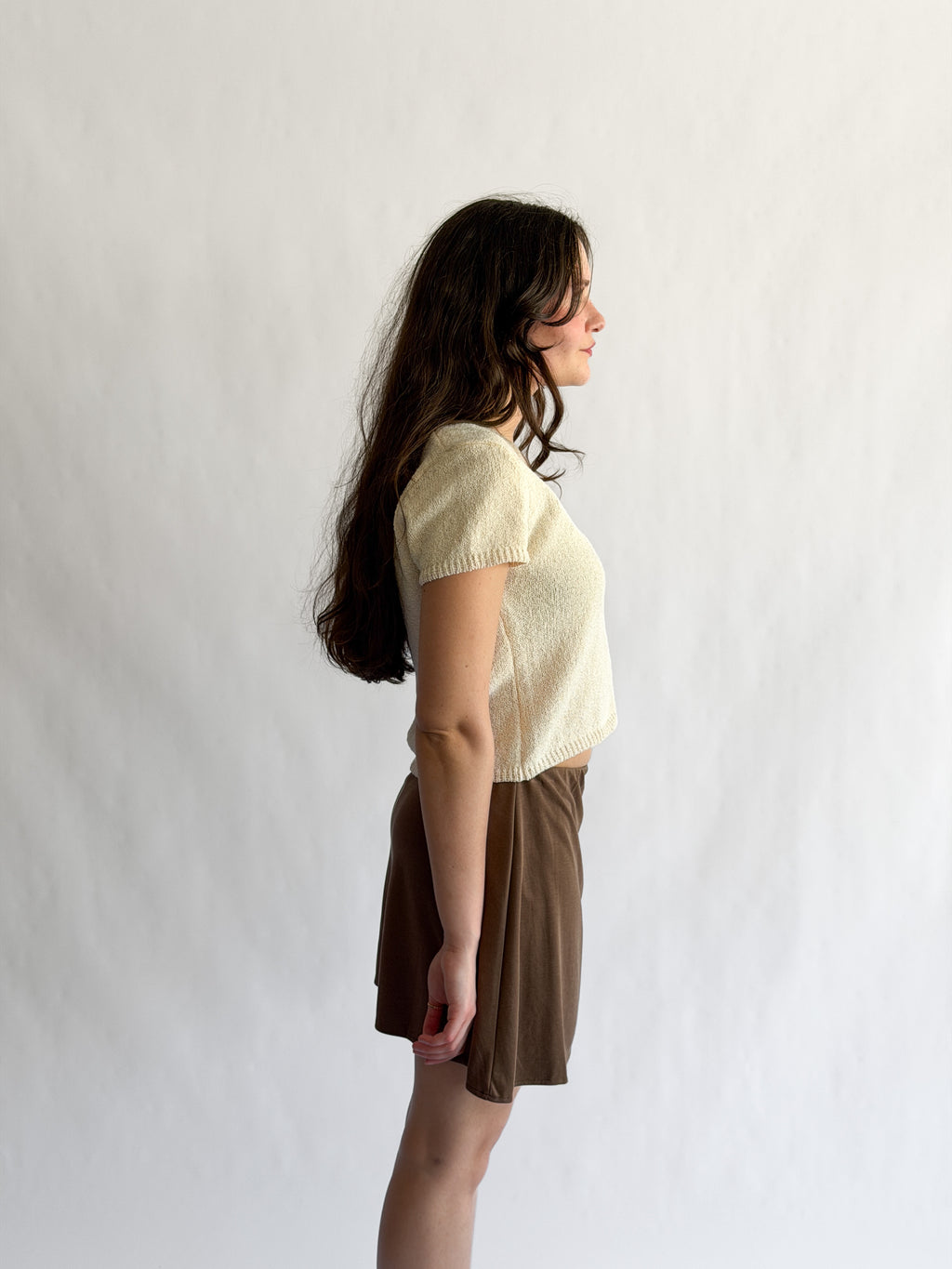 Things Between Nolan Stretch Mini Skirt (Brown)