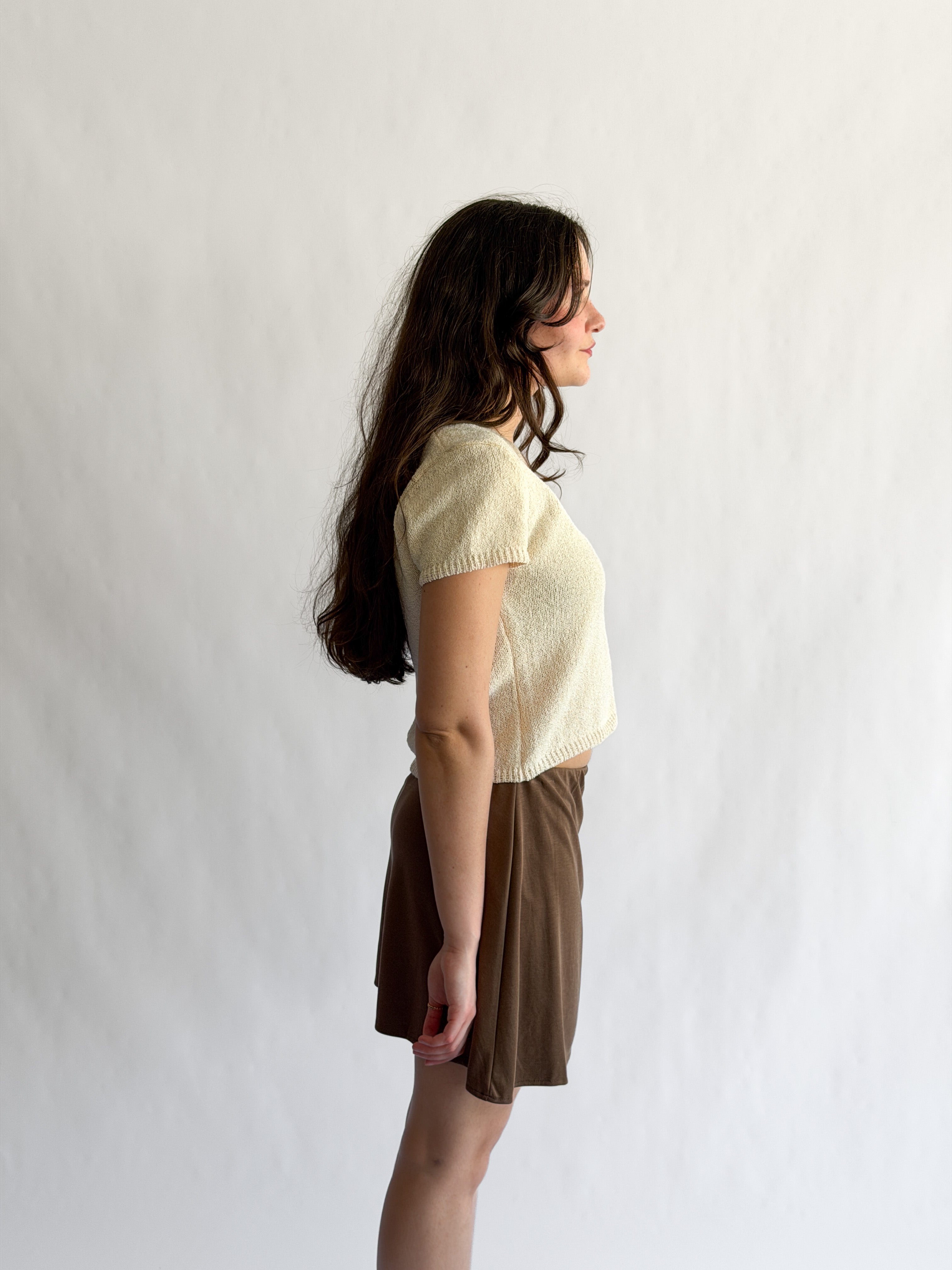 Things Between Nolan Stretch Mini Skirt (Brown)