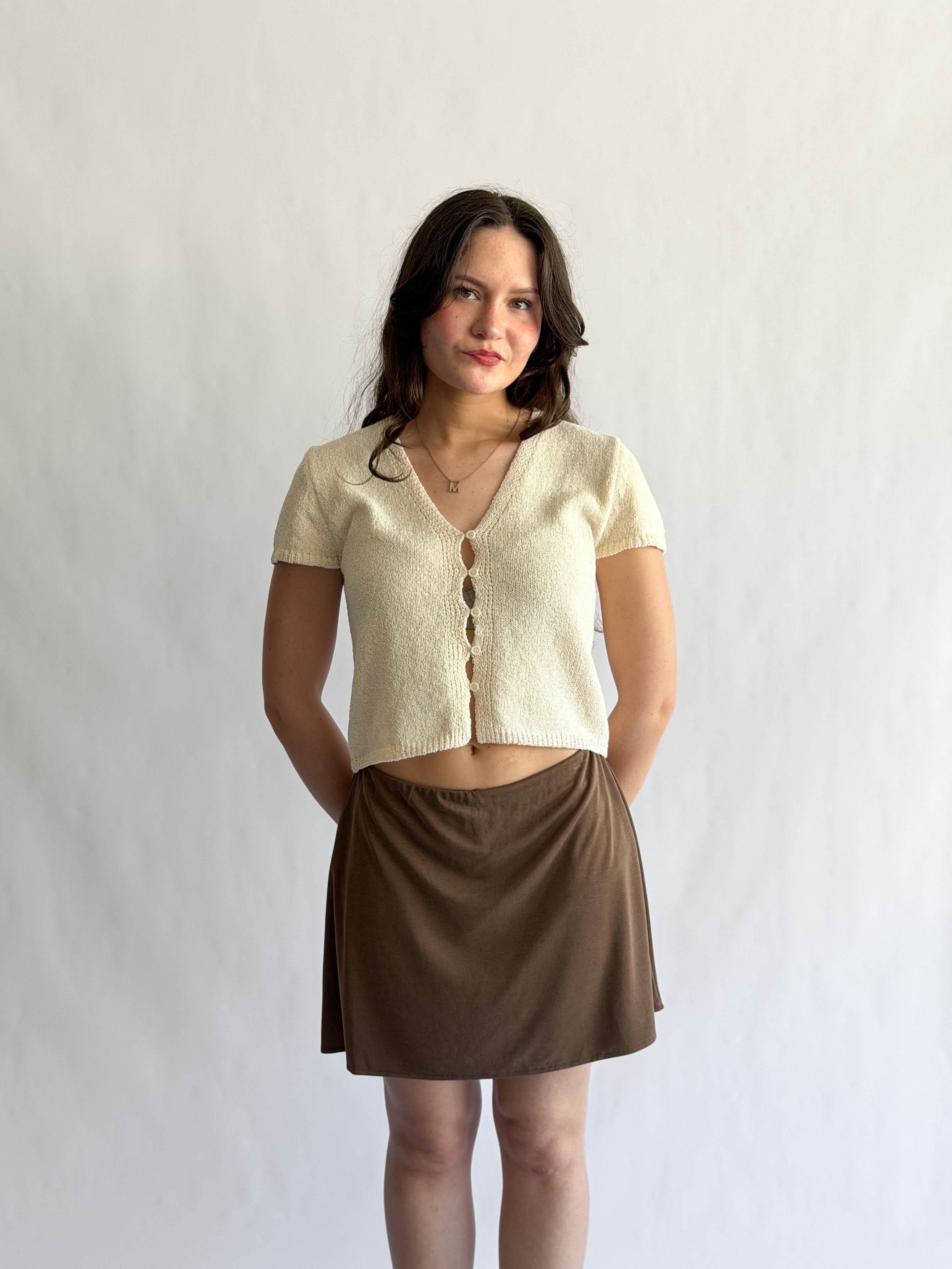 Things Between Nolan Stretch Mini Skirt (Brown)