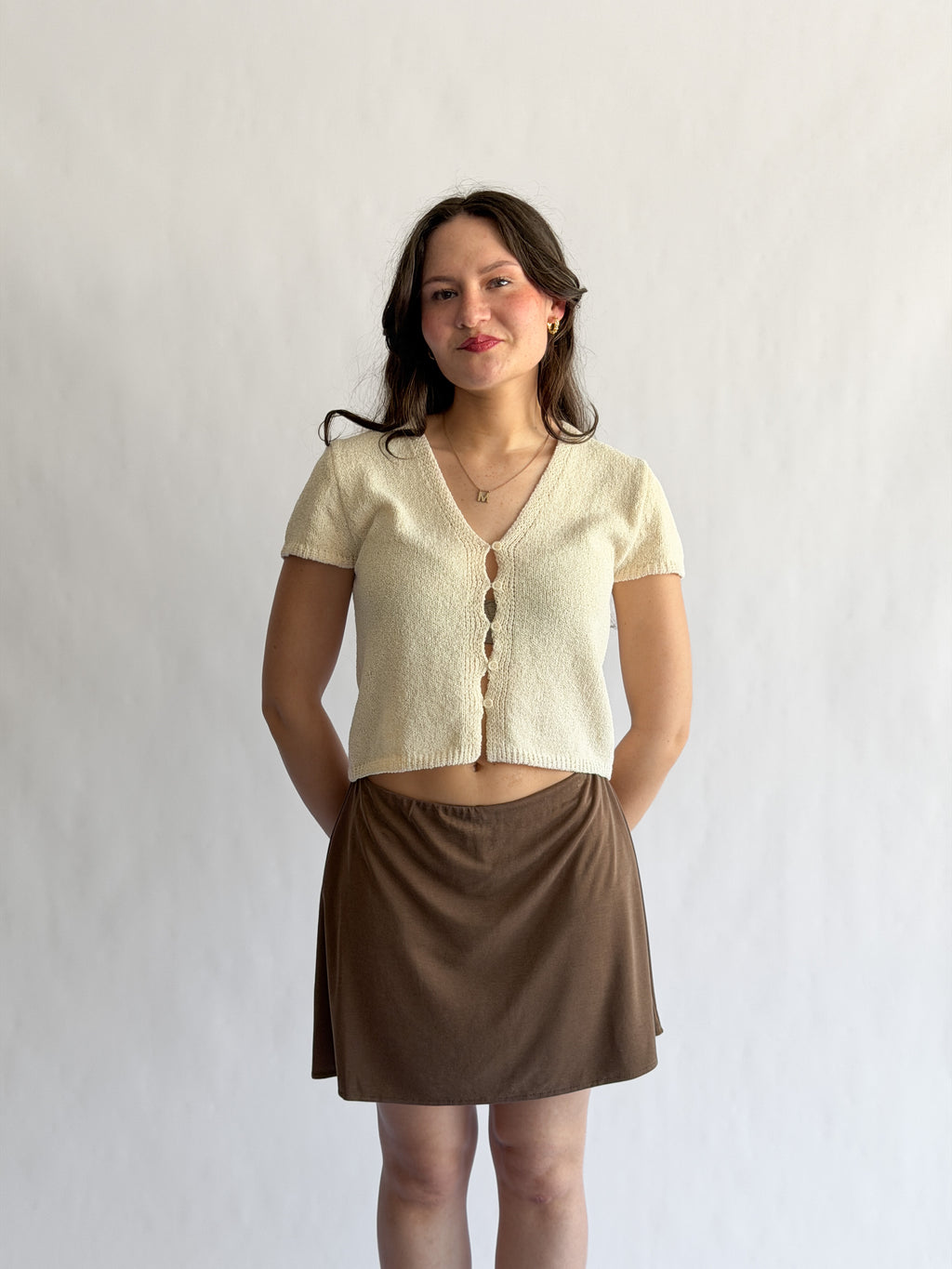 Things Between Nolan Stretch Mini Skirt (Brown)