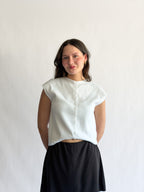 Things Between Nicole Knit Buttoned Short Sleeve Top (White)