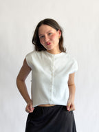 Things Between Nicole Knit Buttoned Short Sleeve Top (White)