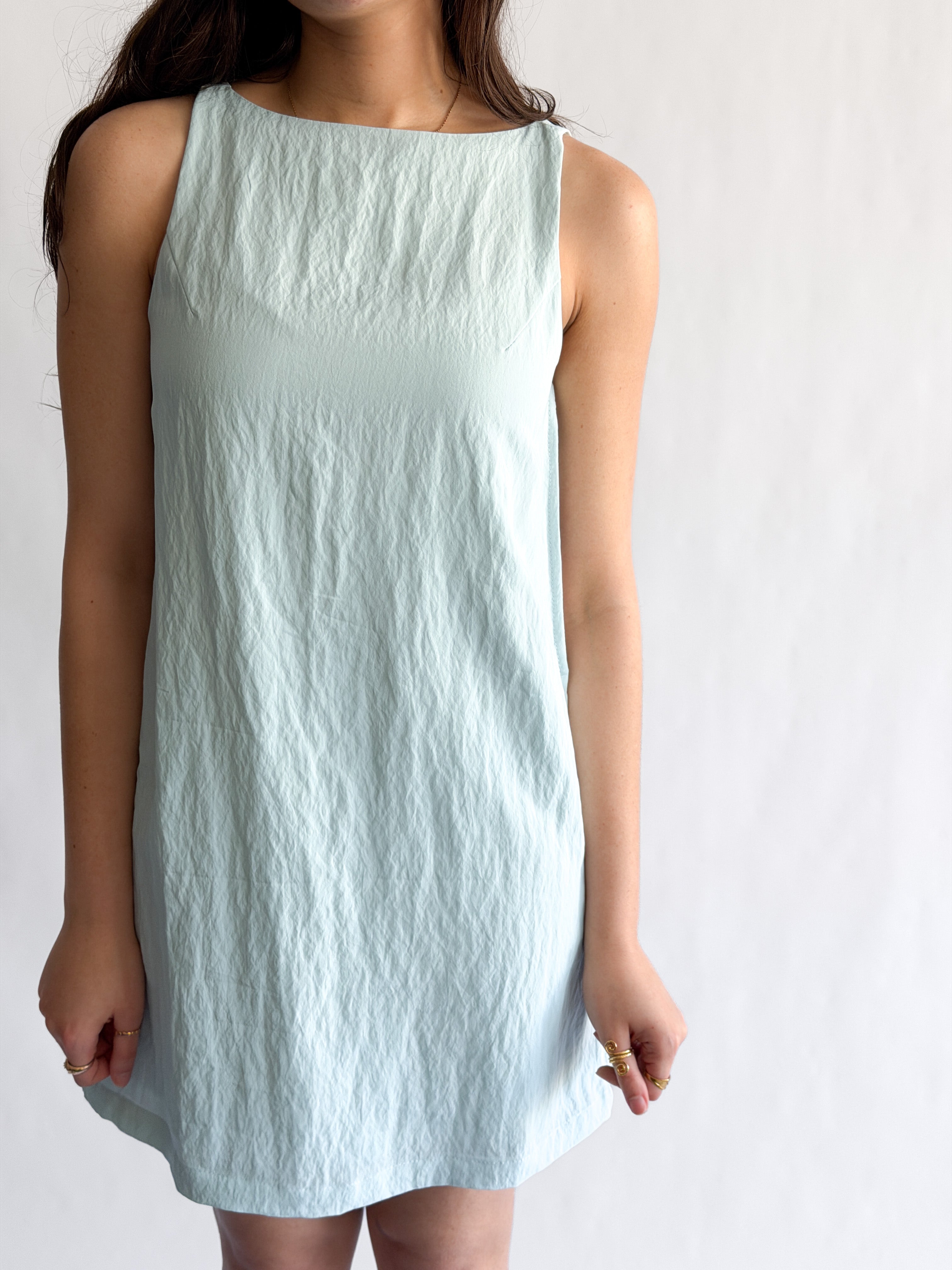 Natalie Baby Blue Soft Tank Mini Dress